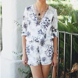 Free people float away romper blue white large l